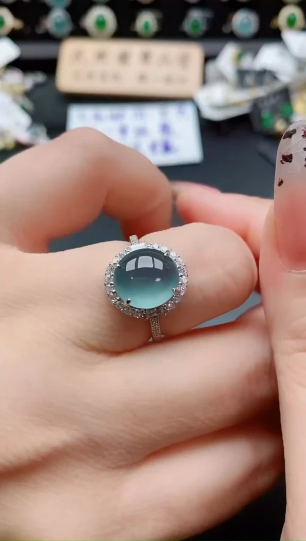 银S925镶嵌戒指翡翠1