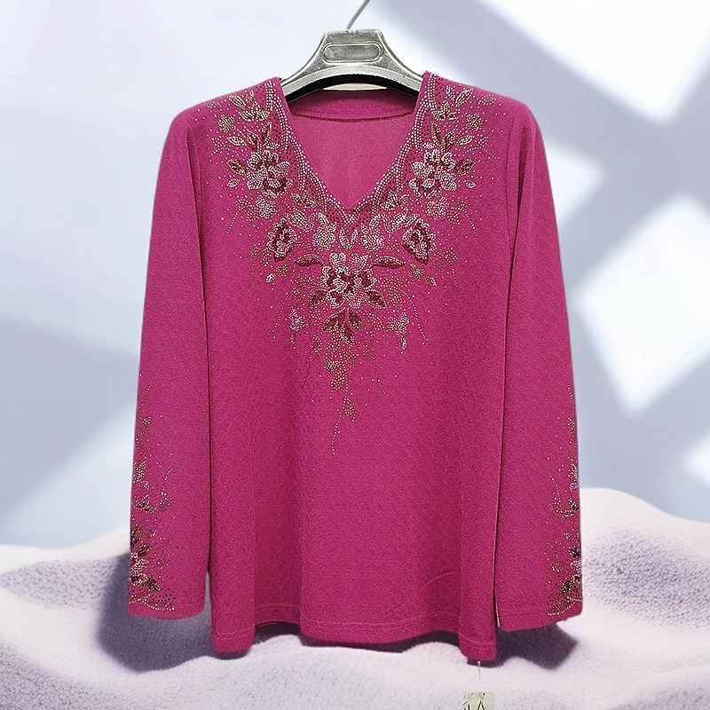 荣澜春季新款韩国进口醋酸提花上衣中老年妈妈上衣1623