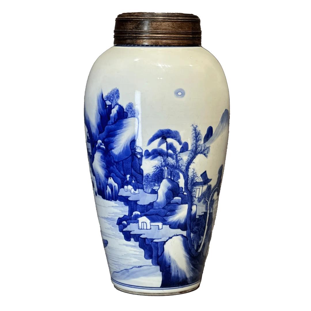 Lot1242青花山水人物故事纹罐古董拍卖