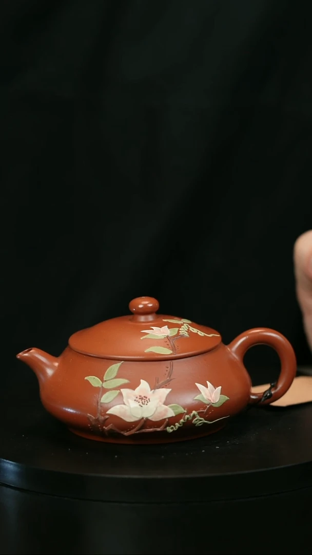 茶壶紫砂阿*H2238赵翠红朱泥堆绘明炉