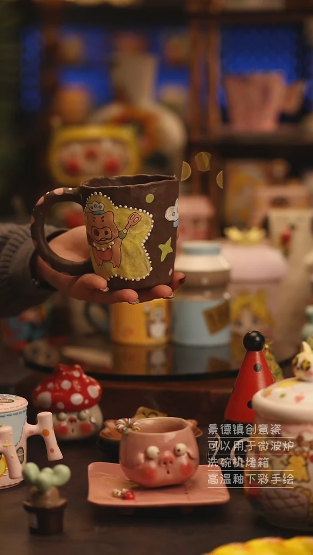 陶瓷景德镇可爱陶瓷釉下彩绘设计师款