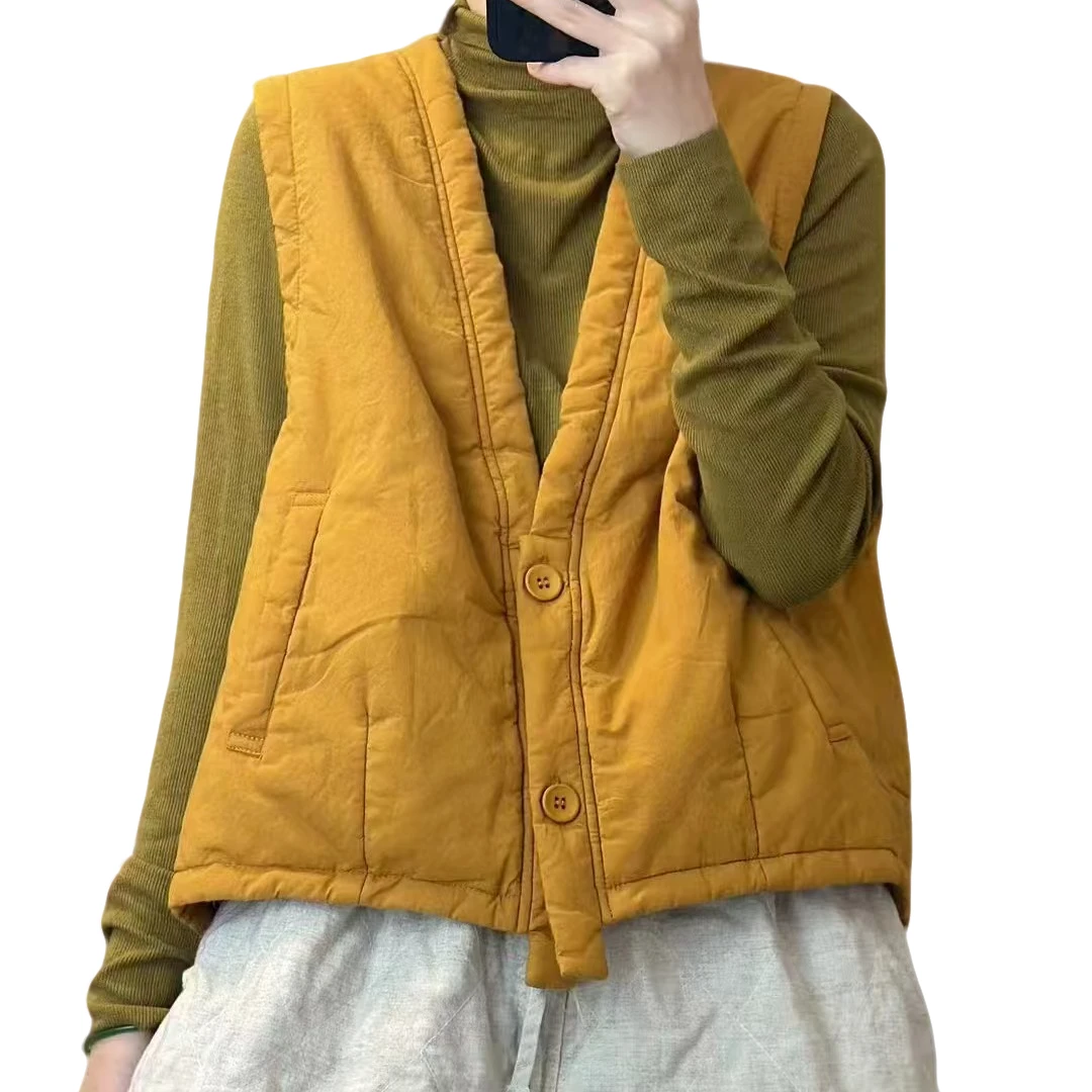8375爆款棉服马甲宽松秋冬时尚保暖v领纯色百搭