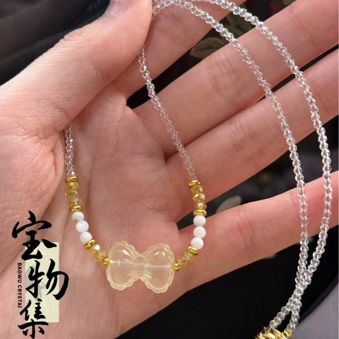 【宝物集】黄水晶蝴蝶结项链 022