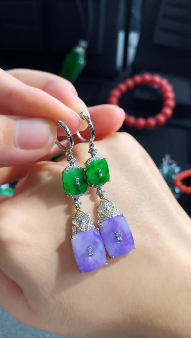 【闪购商品】翡翠耳饰18K金镶嵌耳饰