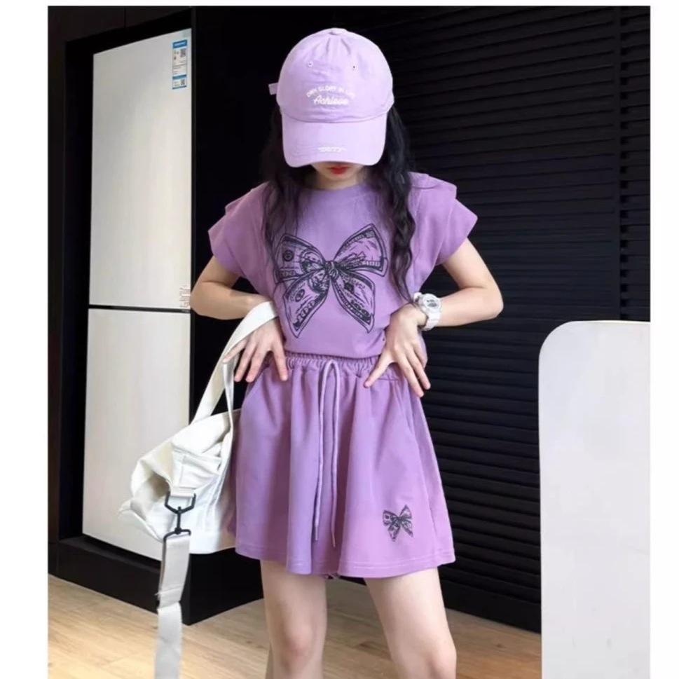 女童新款套装洋气时尚飞袖短裤休闲潮流宽松两件套夏季韩版