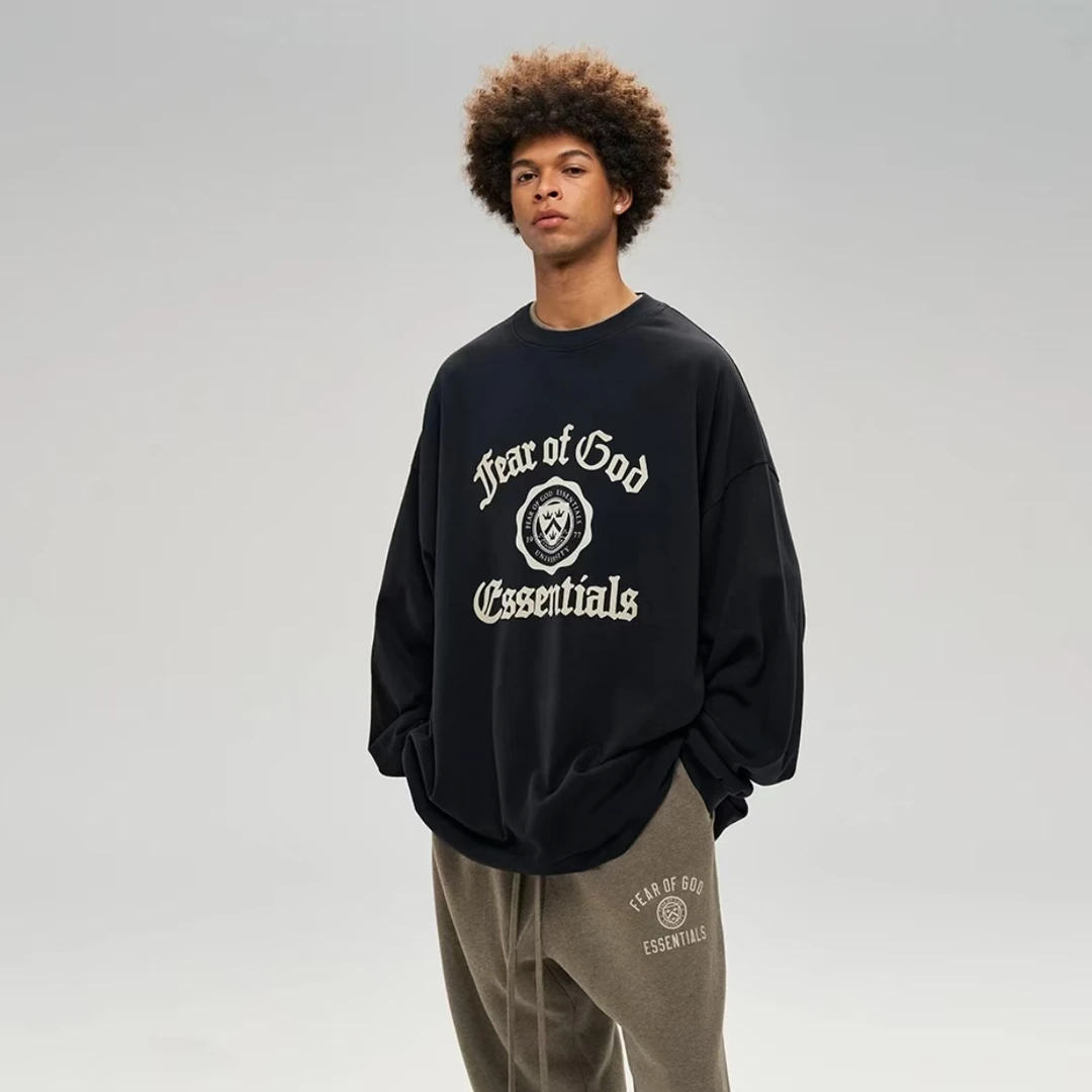 新款ESSENTIALSZONE复线美式潮牌春秋休闲宽松FOG打底徽章长袖T恤