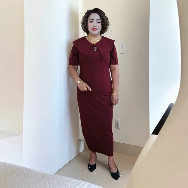 复古时尚修身气质开叉显瘦长款夏季连衣裙