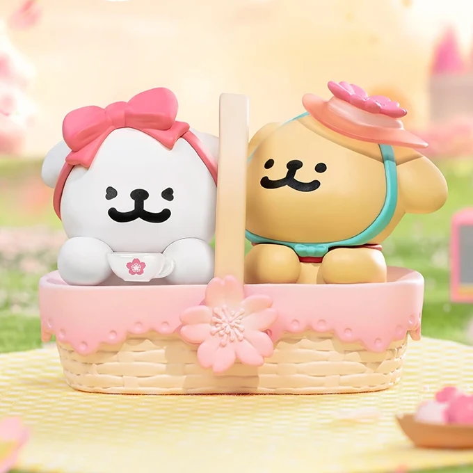 【拆盒】线条小狗浪漫樱花系列盲盒手办