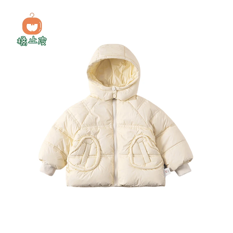 【现货】橘止皮儿童羽绒服90白鸭绒冬季新款宝宝连帽外套DW249703