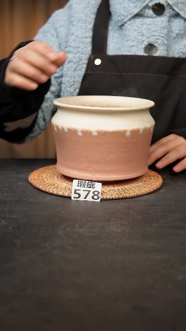 【闪购商品】瓷片578泥泥手工花盆口13高11