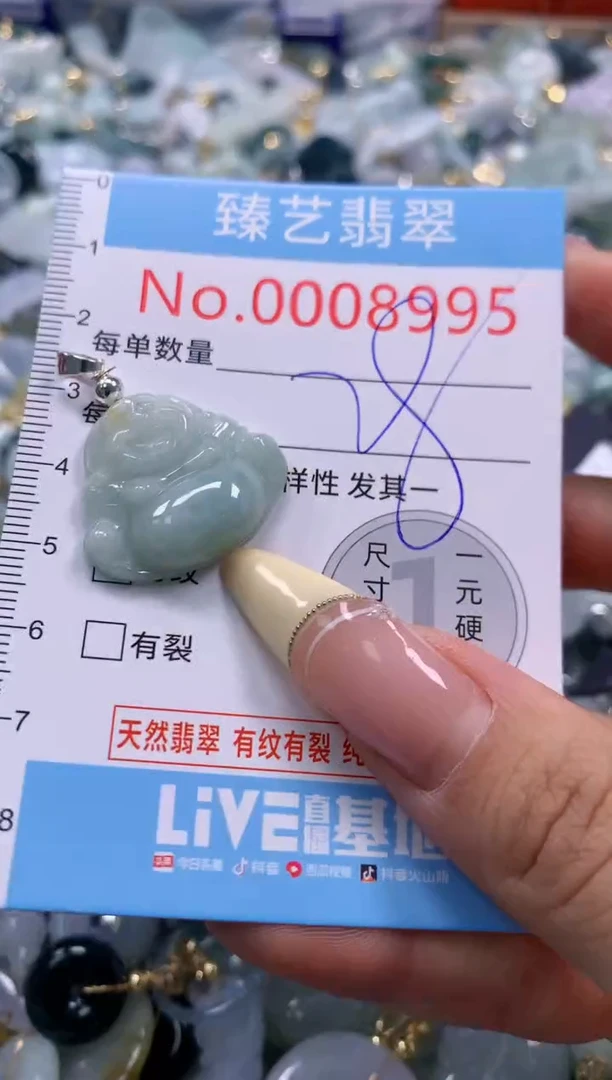 翡翠未镶嵌颈饰含绳0008995