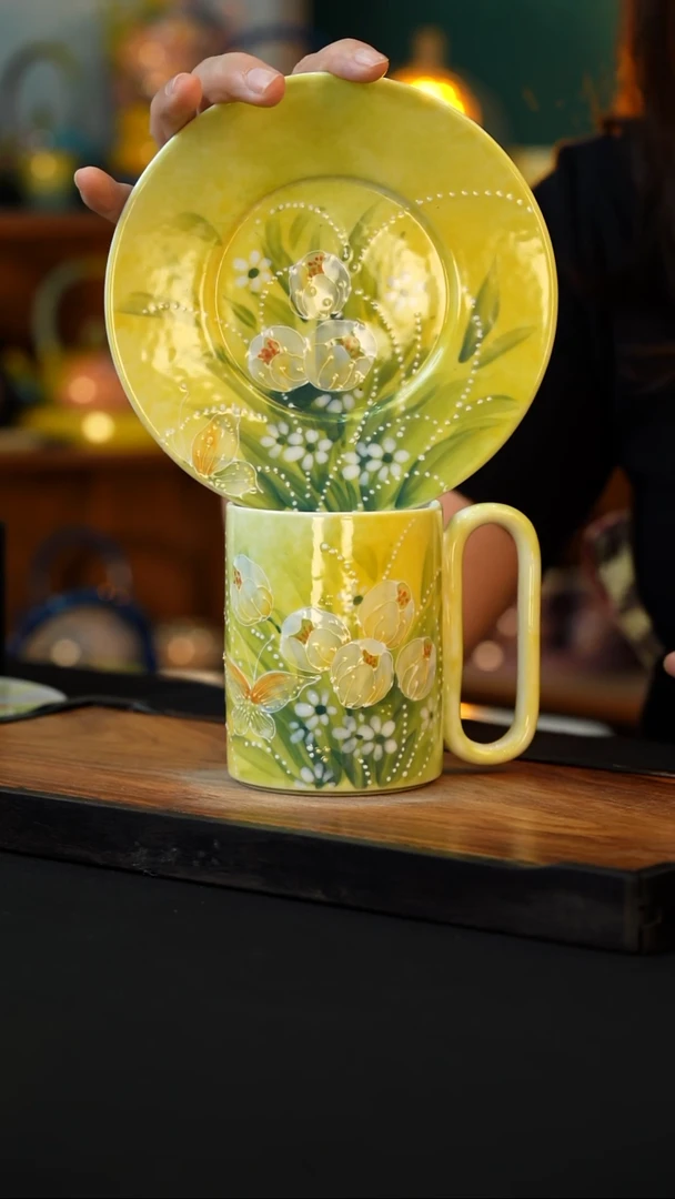 杯手绘心瓷陶瓷浮力