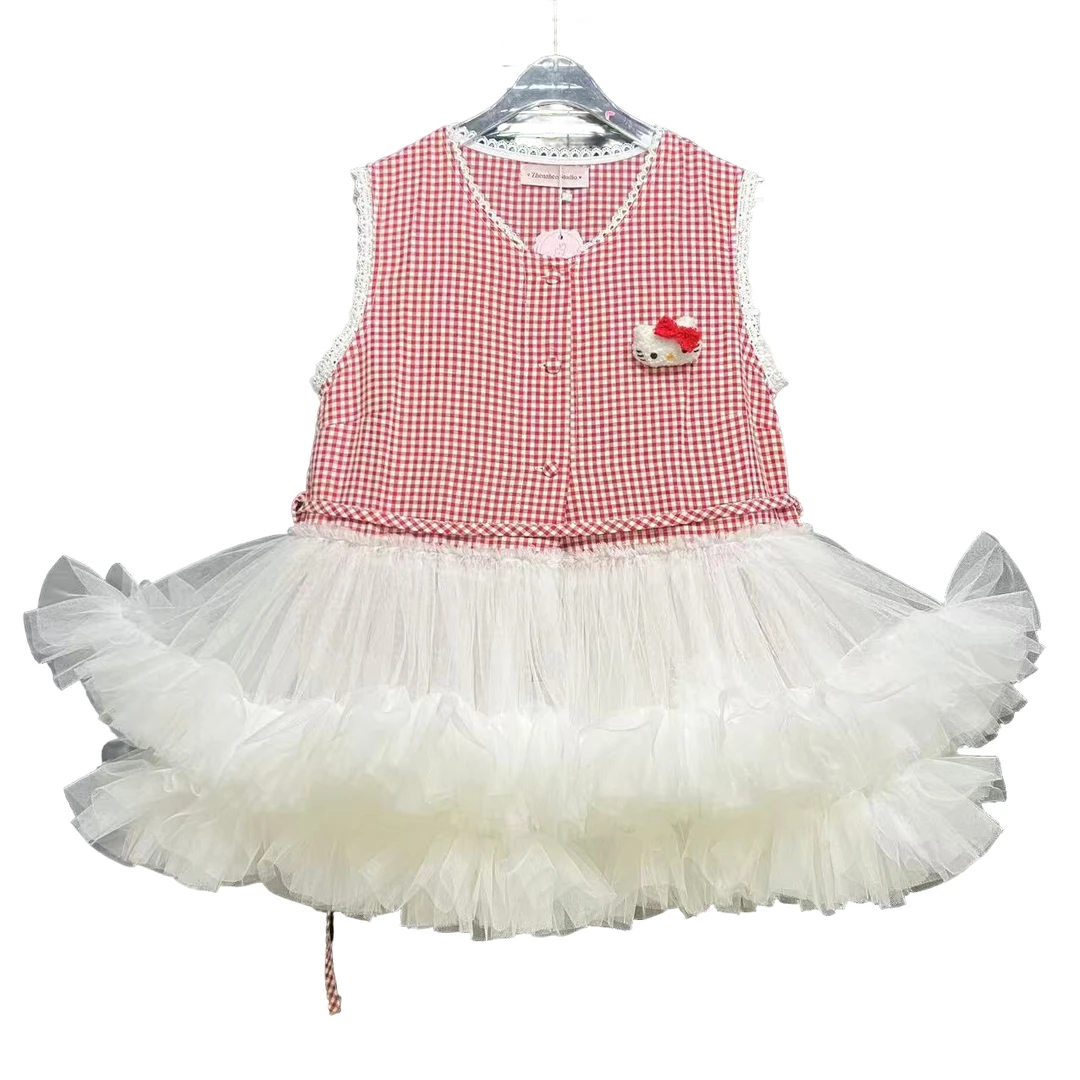 4914【珍珍优选】设计师新款拼接纱纱夏季无袖女装连衣裙