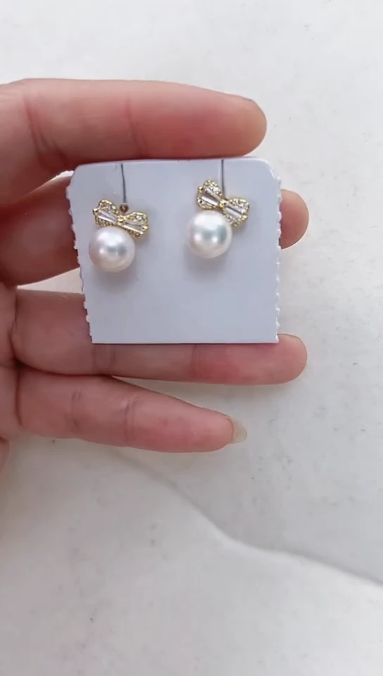 【闪购商品】淡水珍珠耳饰合金蝴蝶结