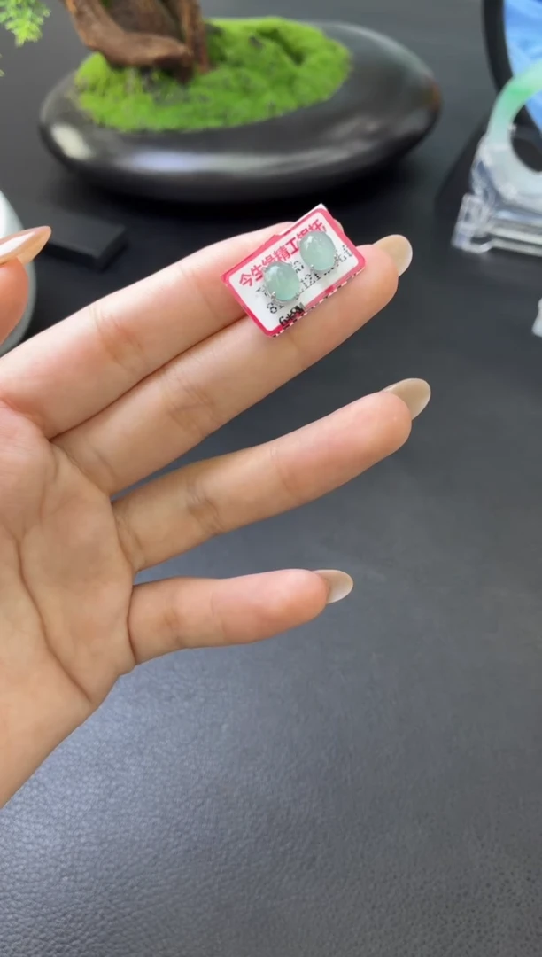 翡翠银S925镶嵌耳饰耳饰