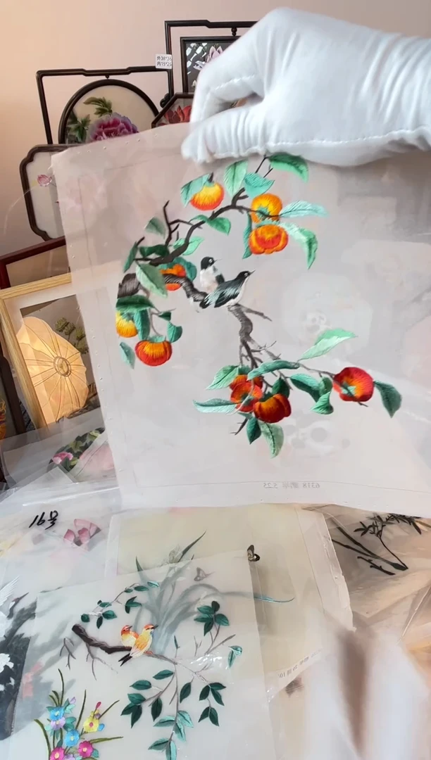 织绣纯手工苏绣双面绣绣布