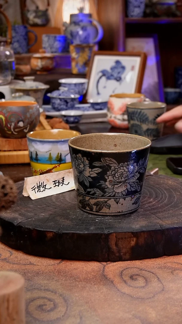 杯子牡丹手工手绘手工手绘
