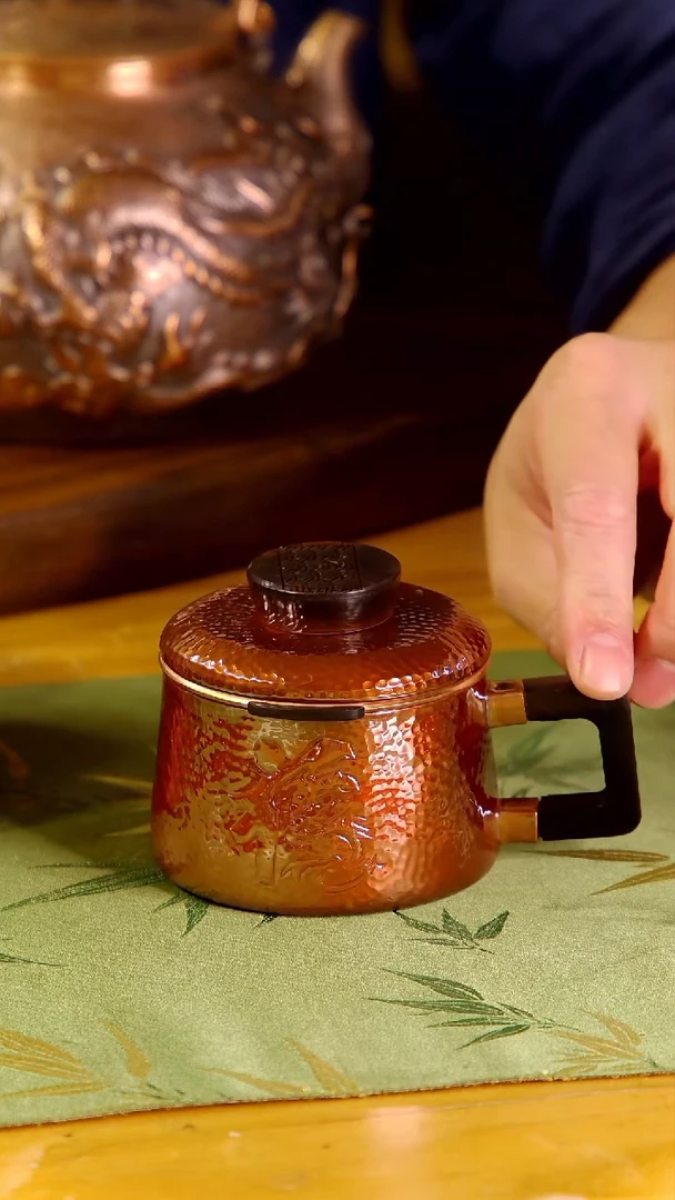 烤色三合一滤网杯錾刻福字