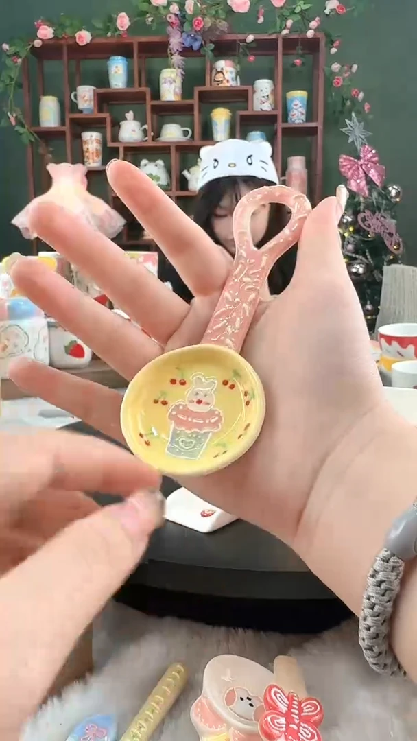 景德镇高温陶瓷釉下彩 玉泥 小勺子