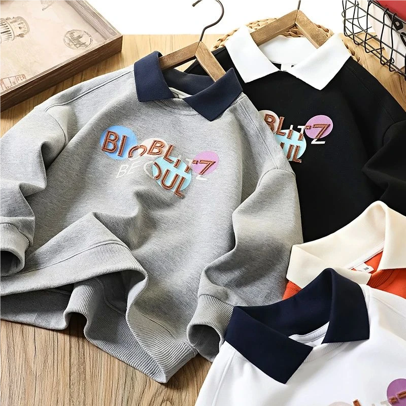 男童卫衣童装秋季POLO衫2025新款儿童洋气上衣中大童印花上衣YY