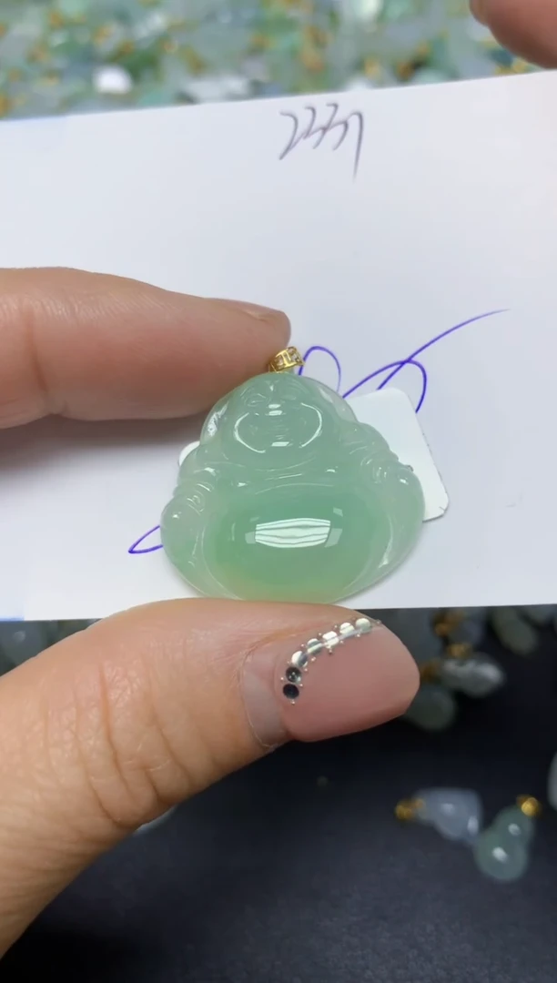 【闪购商品】翡翠挂件18K金镶嵌 天然翡翠A货