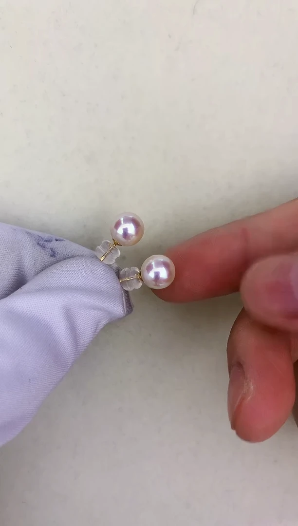 18K金镶嵌DA海水珍珠 8-8.5 耳钉 GD015