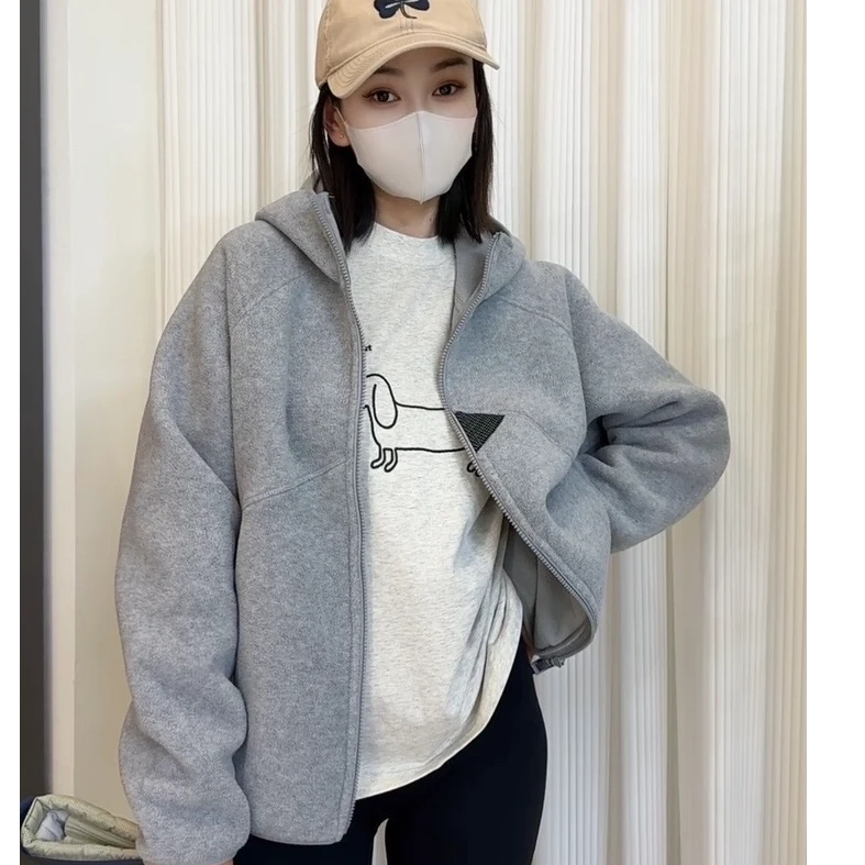 重磅双面摇粒绒立体裁剪冬季加厚防风保暖男女情侣款户外连帽外套