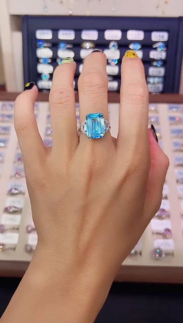 海蓝宝石戒圈银S925镶嵌0000