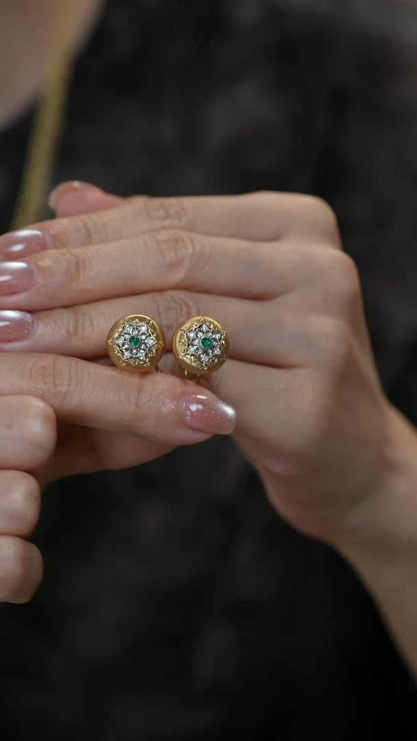 定制祖母绿耳饰18K金镶嵌111111111111111111