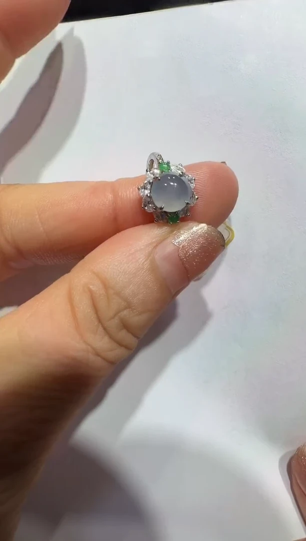 银S925镶嵌戒指翡翠925银镶翡翠戒指镶嵌17