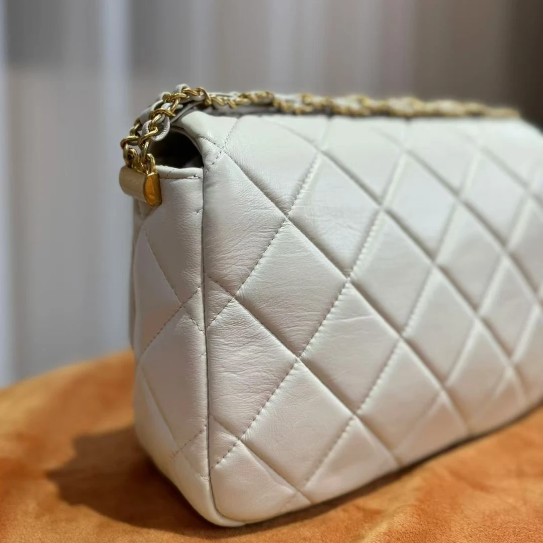 HIRMRIS手工真皮包550383-米白 宽肩带香白色