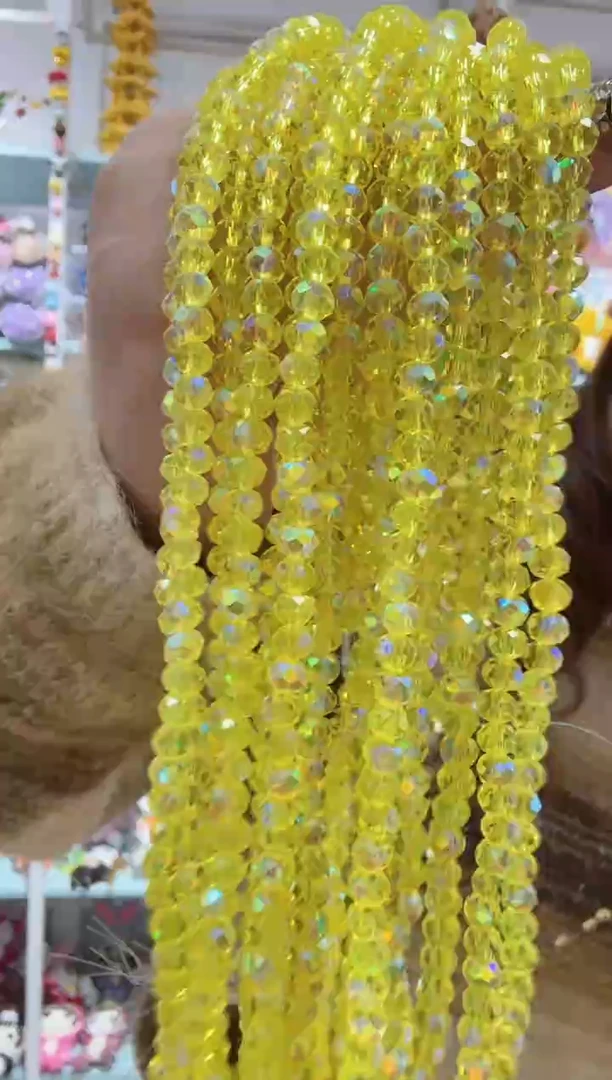 玻璃03022卡6水晶扁1条进口彩柠檬黄