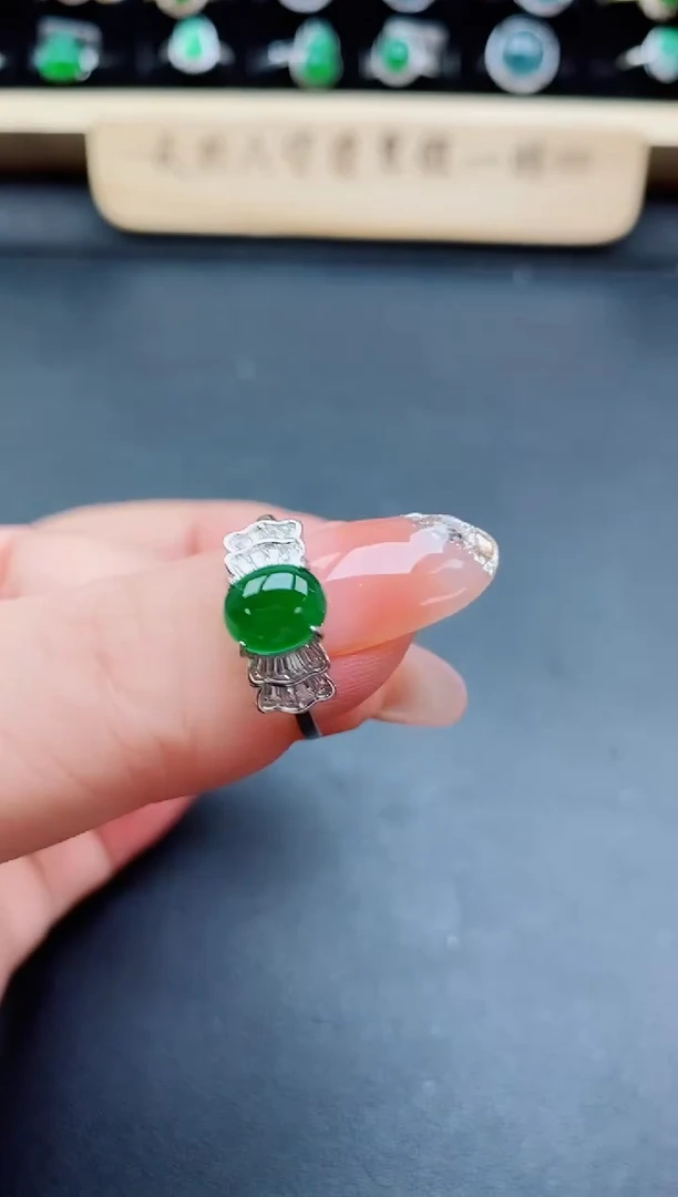 银S925镶嵌戒指翡翠1