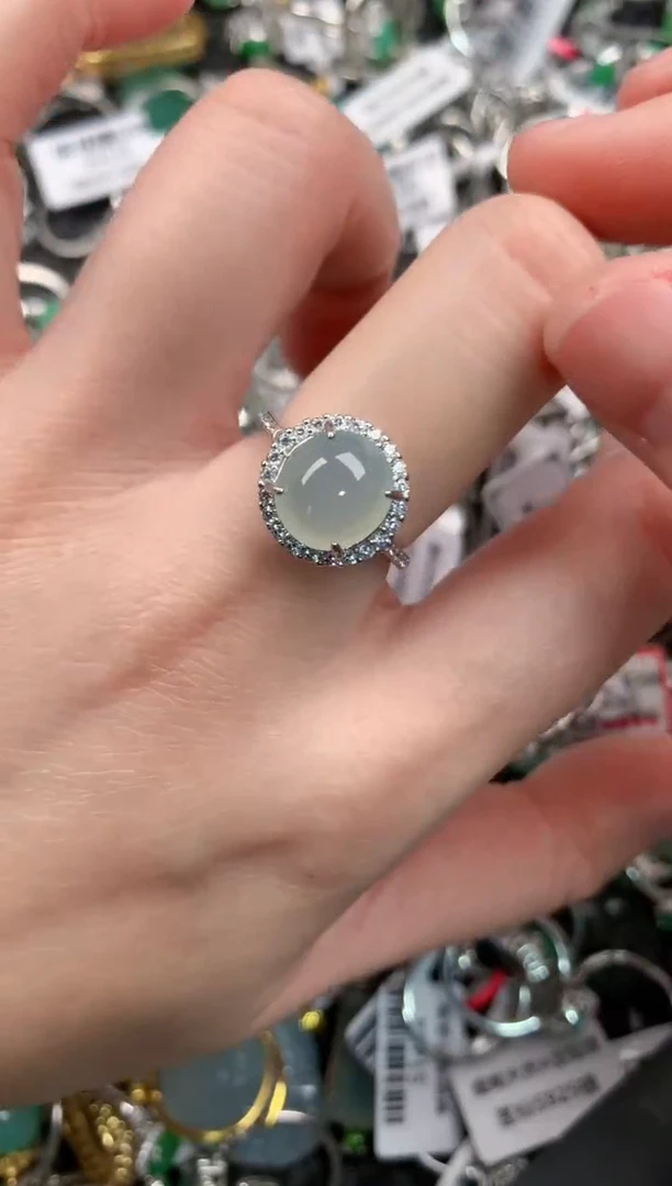 银S925镶嵌戒指翡翠333---3