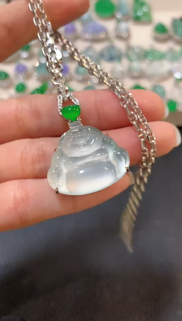 翡翠18K金镶嵌套链m20