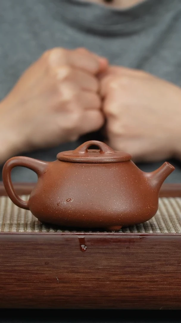 茶壶紫砂蒋蒋制半手工平盖石瓢红降坡约160毫升