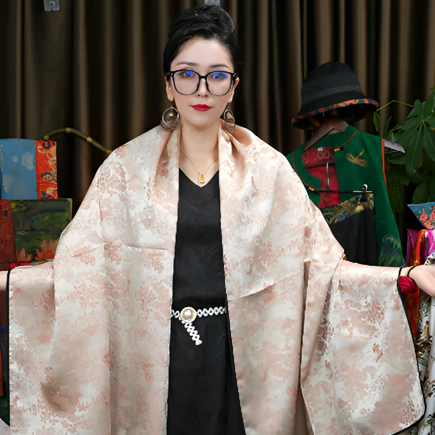 星悦｜粉云锦｜  香云 云锦 秋冬优雅百搭 70*180长巾5月