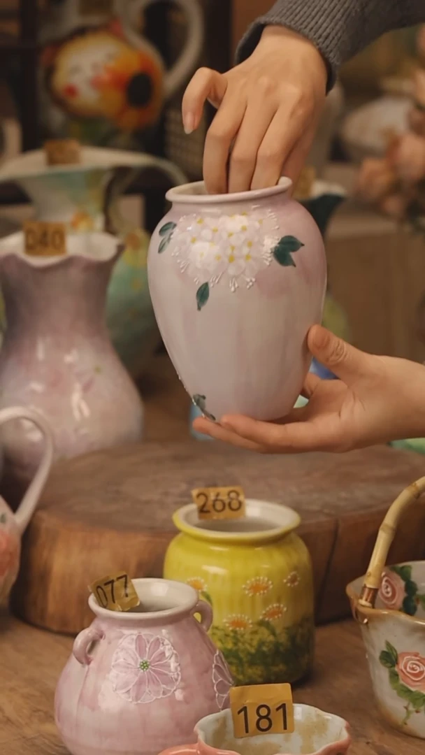 陶瓷景德镇设计师手作花器摆件侘寂风@M172@