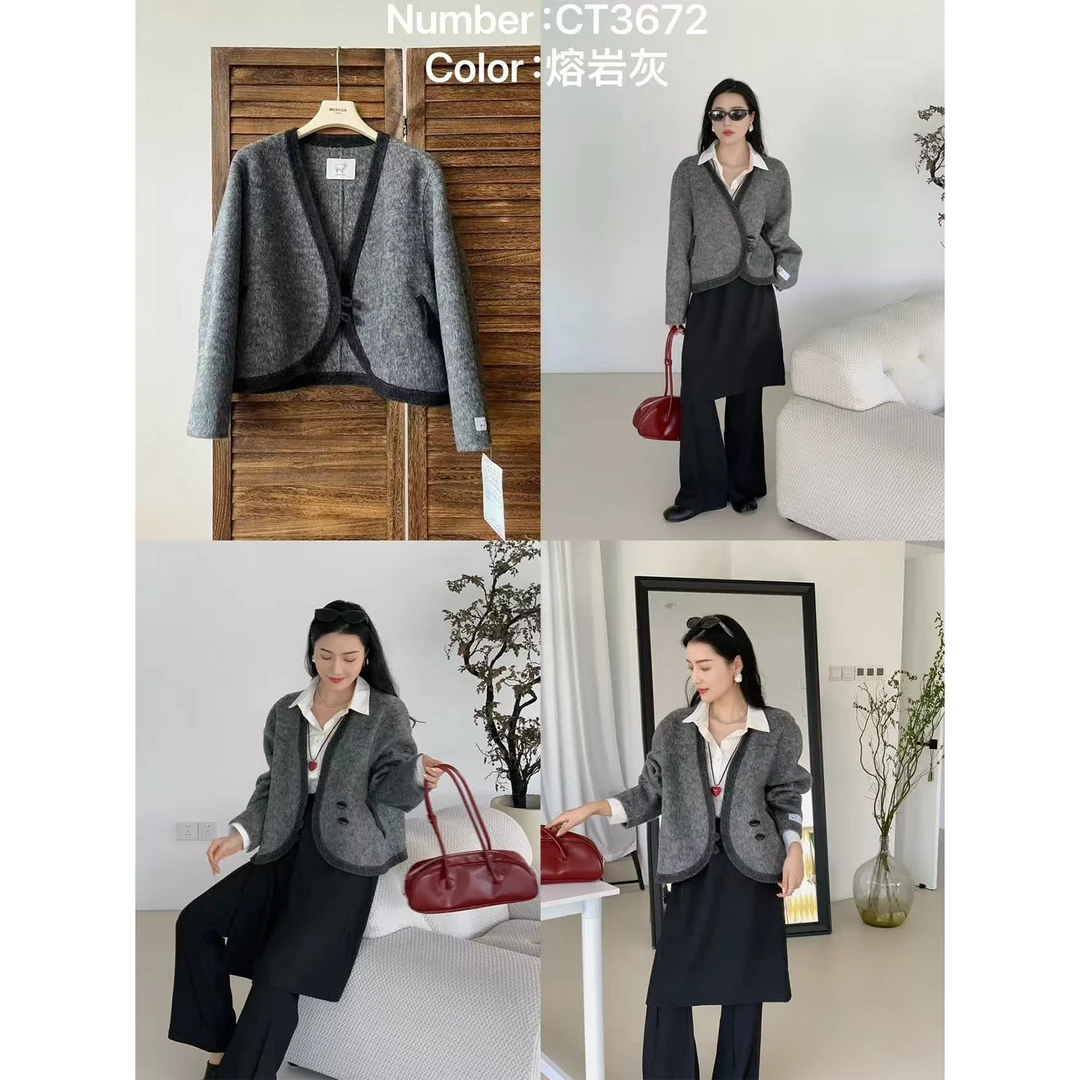 QC宣宣微胖大码女冬季气质显瘦羊毛大衣ZY3672QC