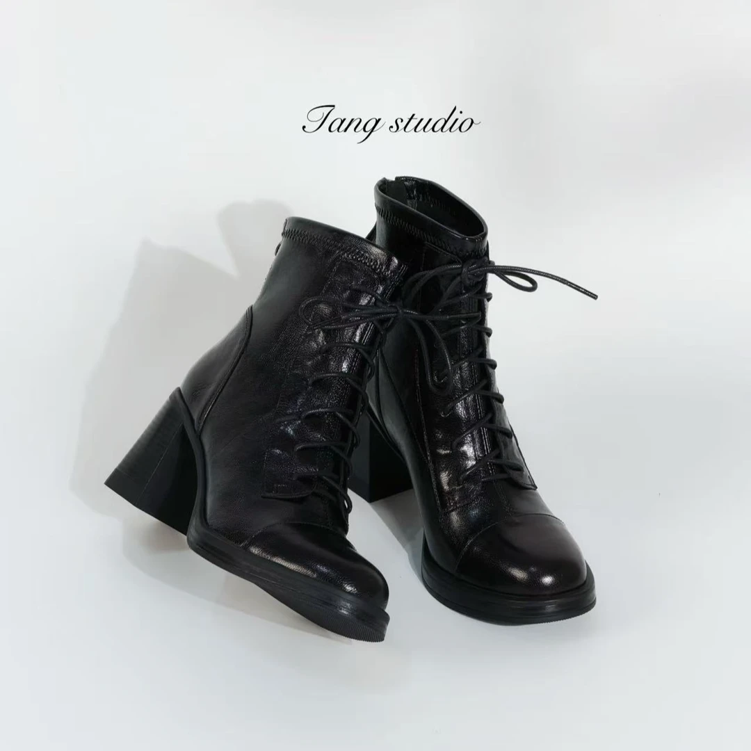 【Tang Studio】悄悄长高8cm/高智伦敦女作家百搭瘦瘦马丁靴/T322