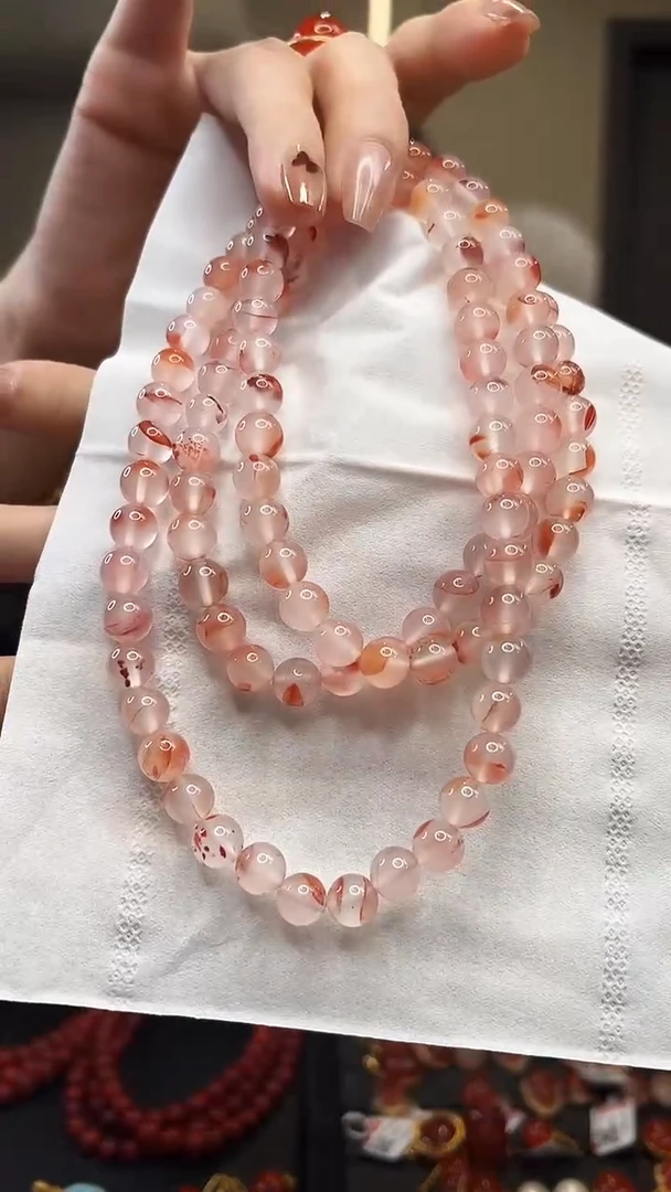 未镶嵌冰飘圆珠多圈链南红玛瑙8mm