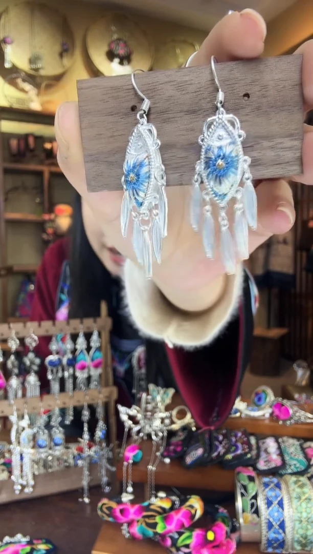 刺绣非遗刺绣民族风耳环