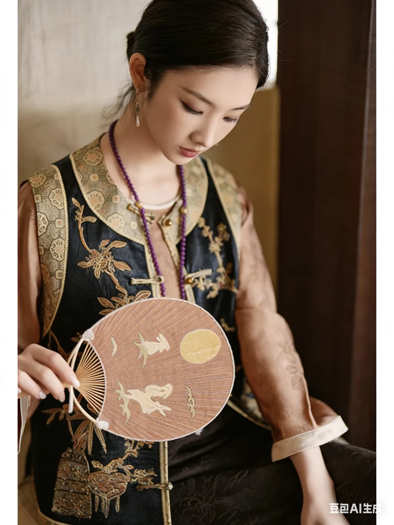 2-【锦色】醋酸钉珠刺绣马甲 辰月欧货南油女装马夹