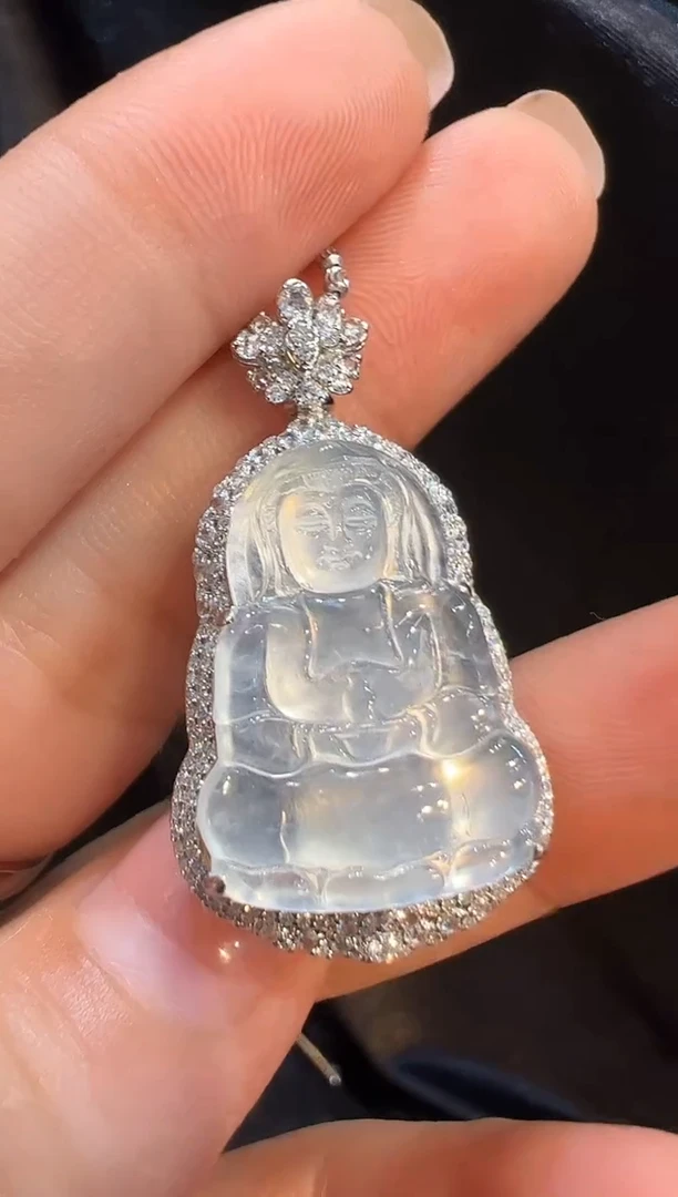 翡翠18K金镶嵌吊坠(不含链)AL3