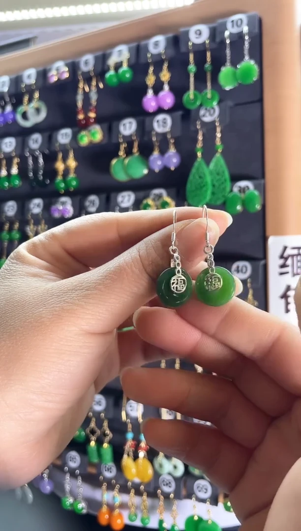 【闪购商品】和田玉耳饰银S925镶嵌09