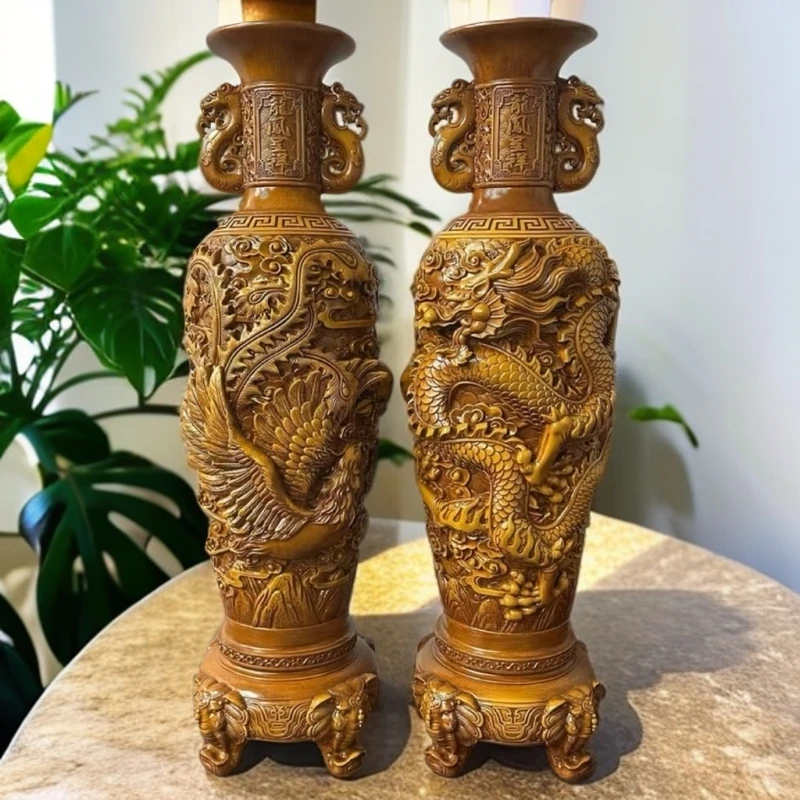 龙凤呈祥花瓶一对家居装饰摆件    高48cm   SPC