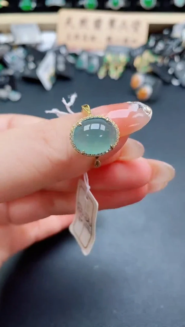 银S925镶嵌戒指翡翠1