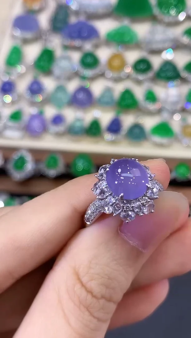 18K金镶嵌戒指翡翠念*…C9 紫货有色差