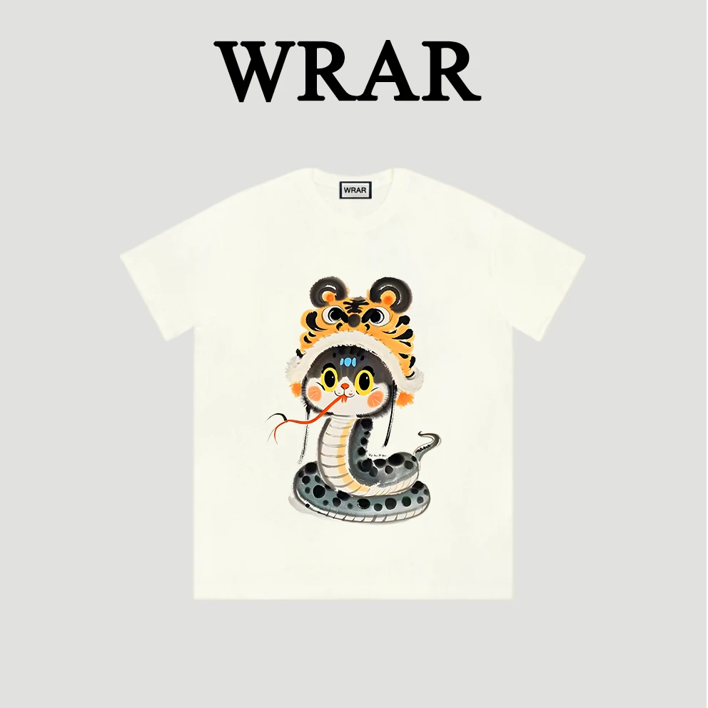 【小二专属】虎头小蛇 新品潮流圆领透气宽松T恤情侣半袖动漫印花1