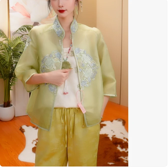 【罗兰青衣】新中式重工外套提花上衣2024B3326小小-大女王仓